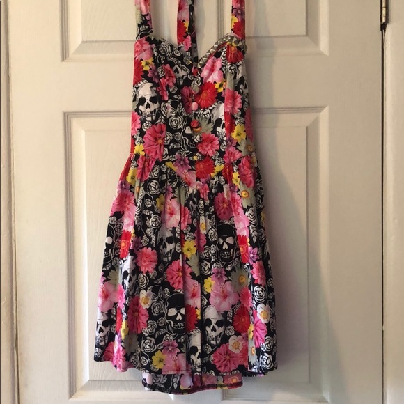 Rockabilly Pinup Hell Bunny skull and flower dress - Picture 1 of 4